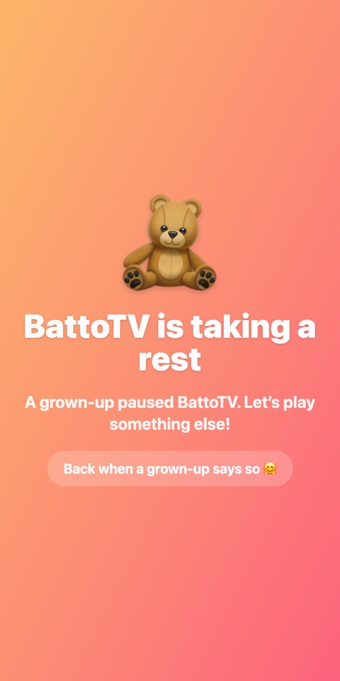 BattoTV is taking a rest: a grown-up paused BattoTV.